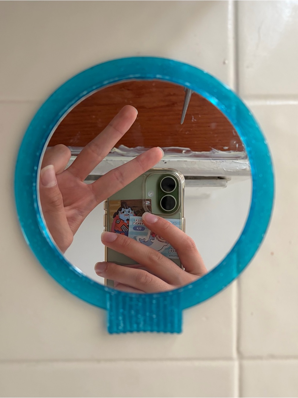 blue glitter mini hand mirror